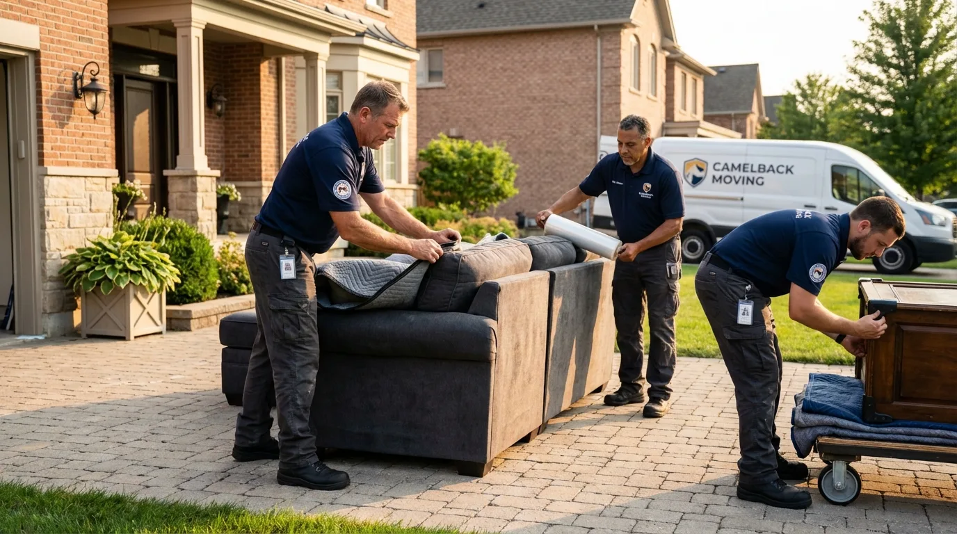 Large estate moving crew wrapping furniture in Blackwood, NJ