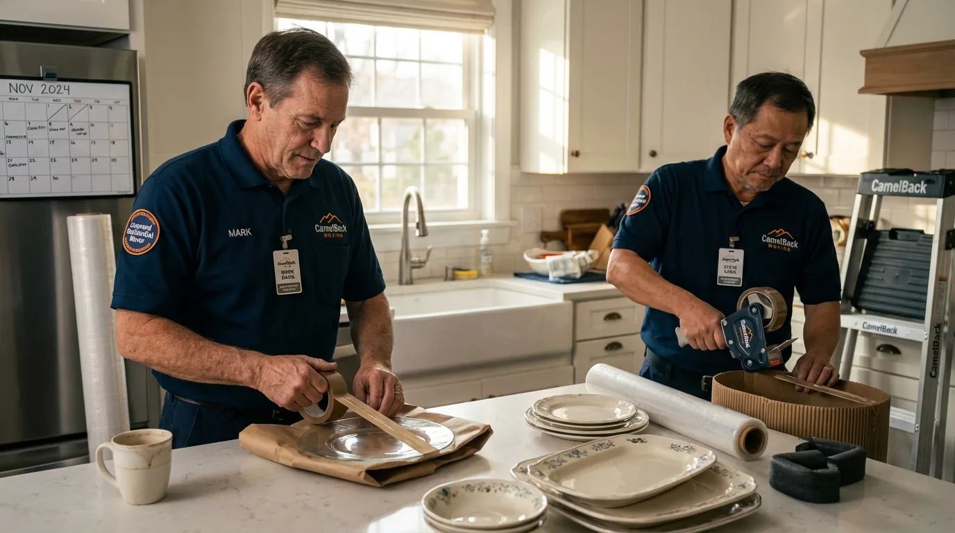 Professional crew packing kitchen dishware in Blackwood, NJ